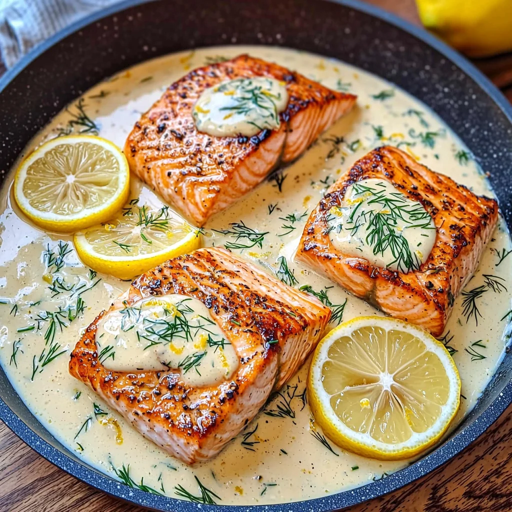Pan-Seared Salmon in a Creamy Lemon Sauce