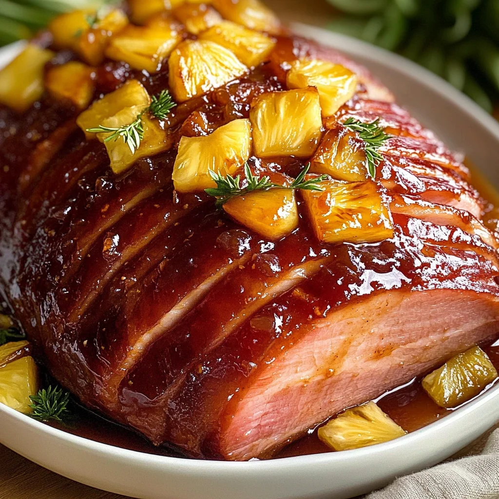 Sticky Pineapple Brown Sugar Glazed Ham