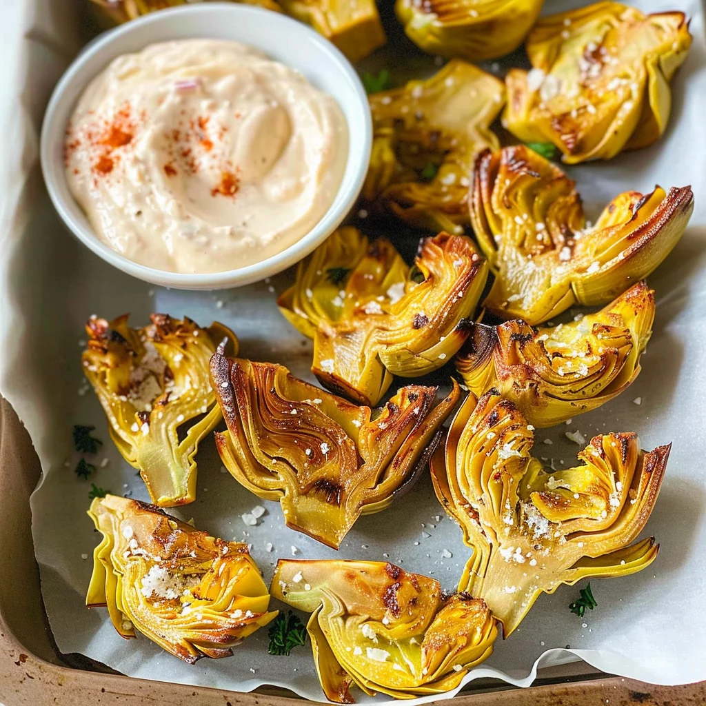 Air Fryer Artichoke Hearts with Garlic Aioli (Keto and Low Carb)
