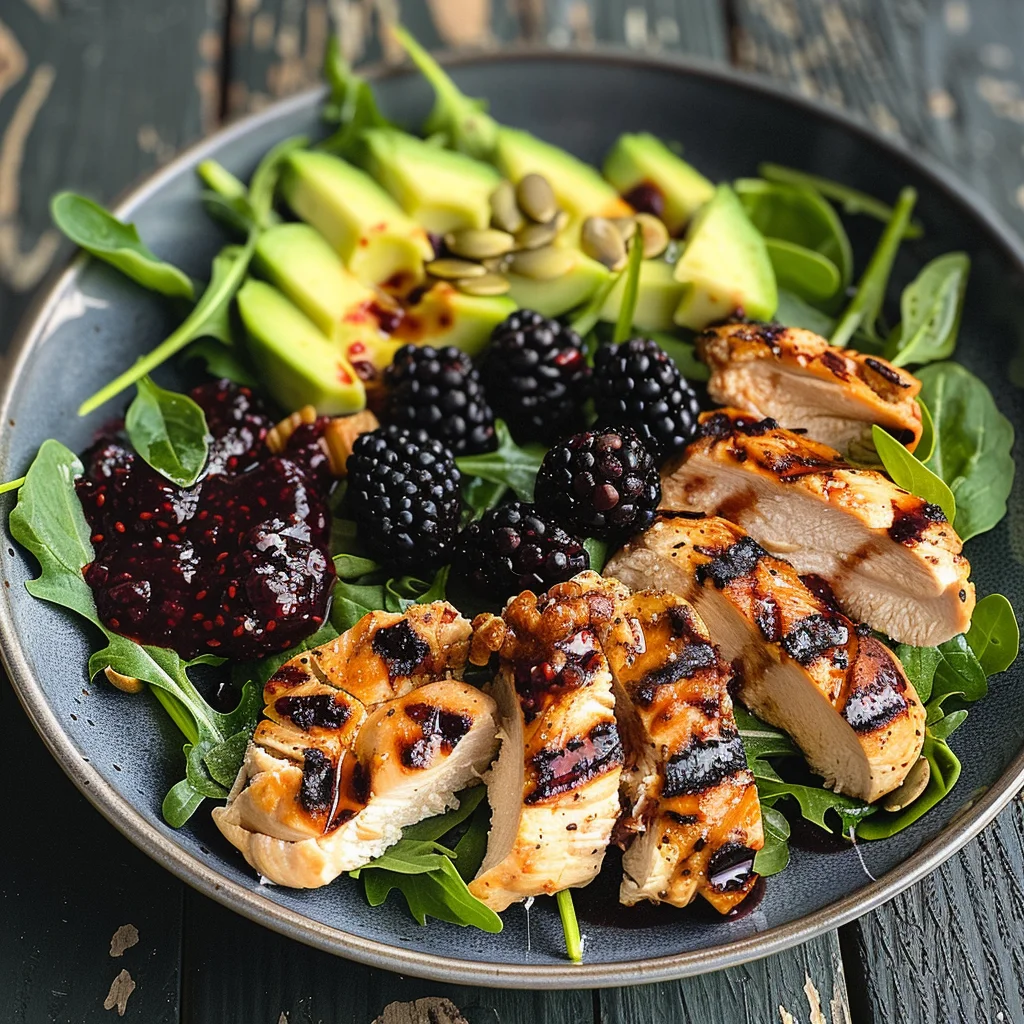 Blackberry Basil Grilled Chicken Salad