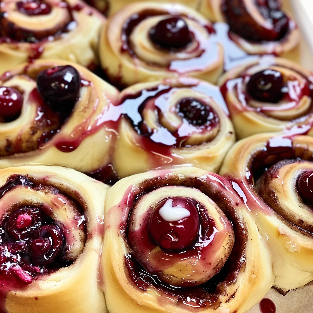 Cherry Cinnamon Rolls with Homemade Filling