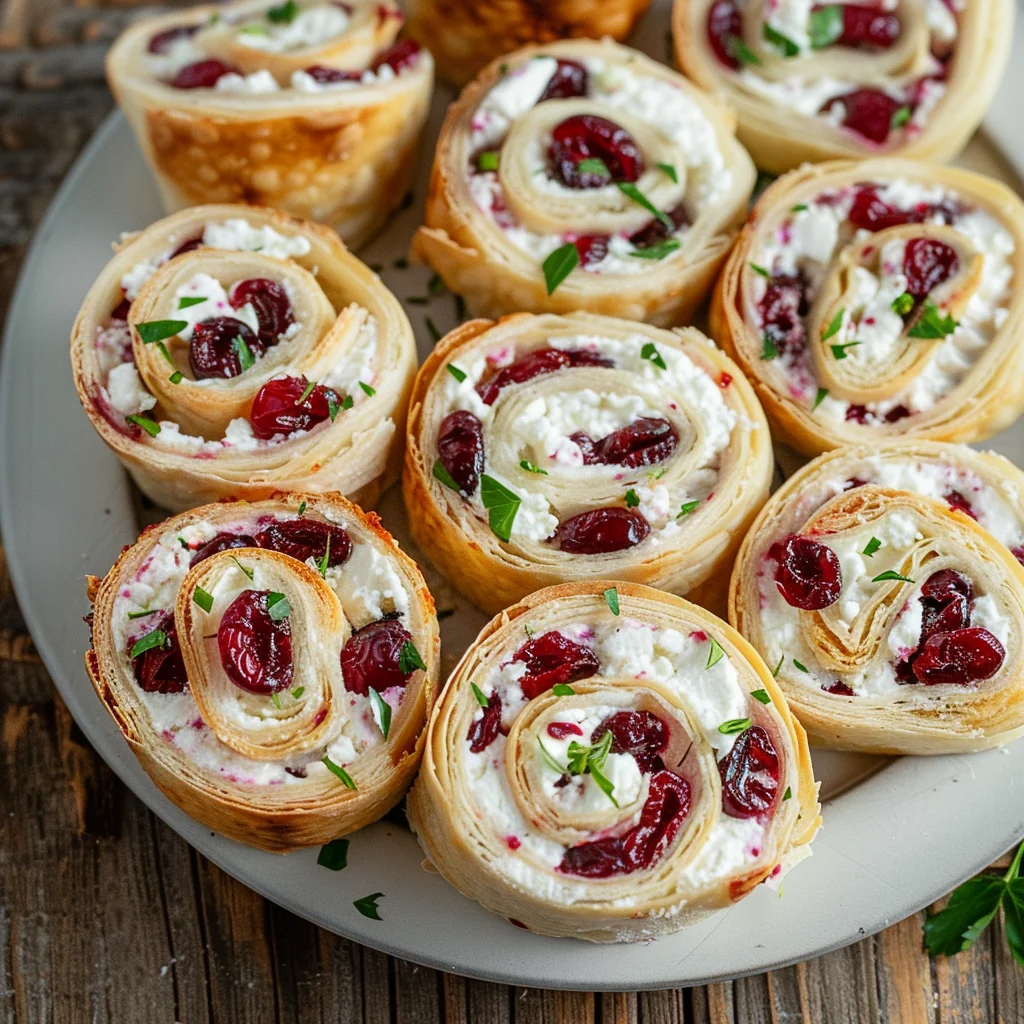 Cranberry Feta Pinwheels with Cream Cheese