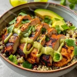 Grilled Chicken Quinoa Bowls with Avocado Sauce Delight!