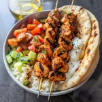 Mediterranean Bowl with Grilled Chicken Tawook Skewers