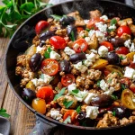 Mediterranean Keto Ground Chicken Skillet with Olives and Feta