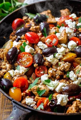 Mediterranean Keto Ground Chicken Skillet with Olives and Feta