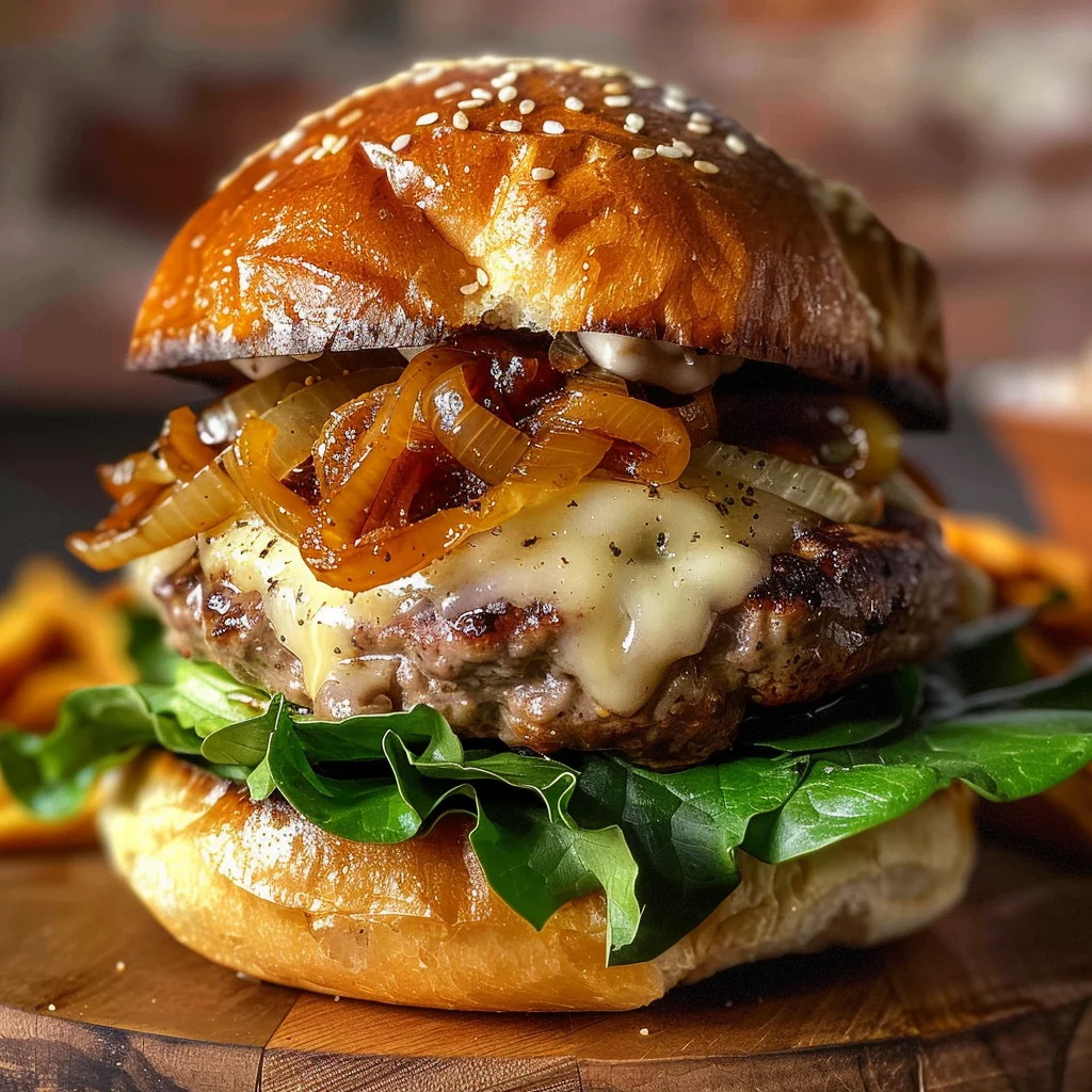 Turkey Burgers with Caramelized Onions and Aioli