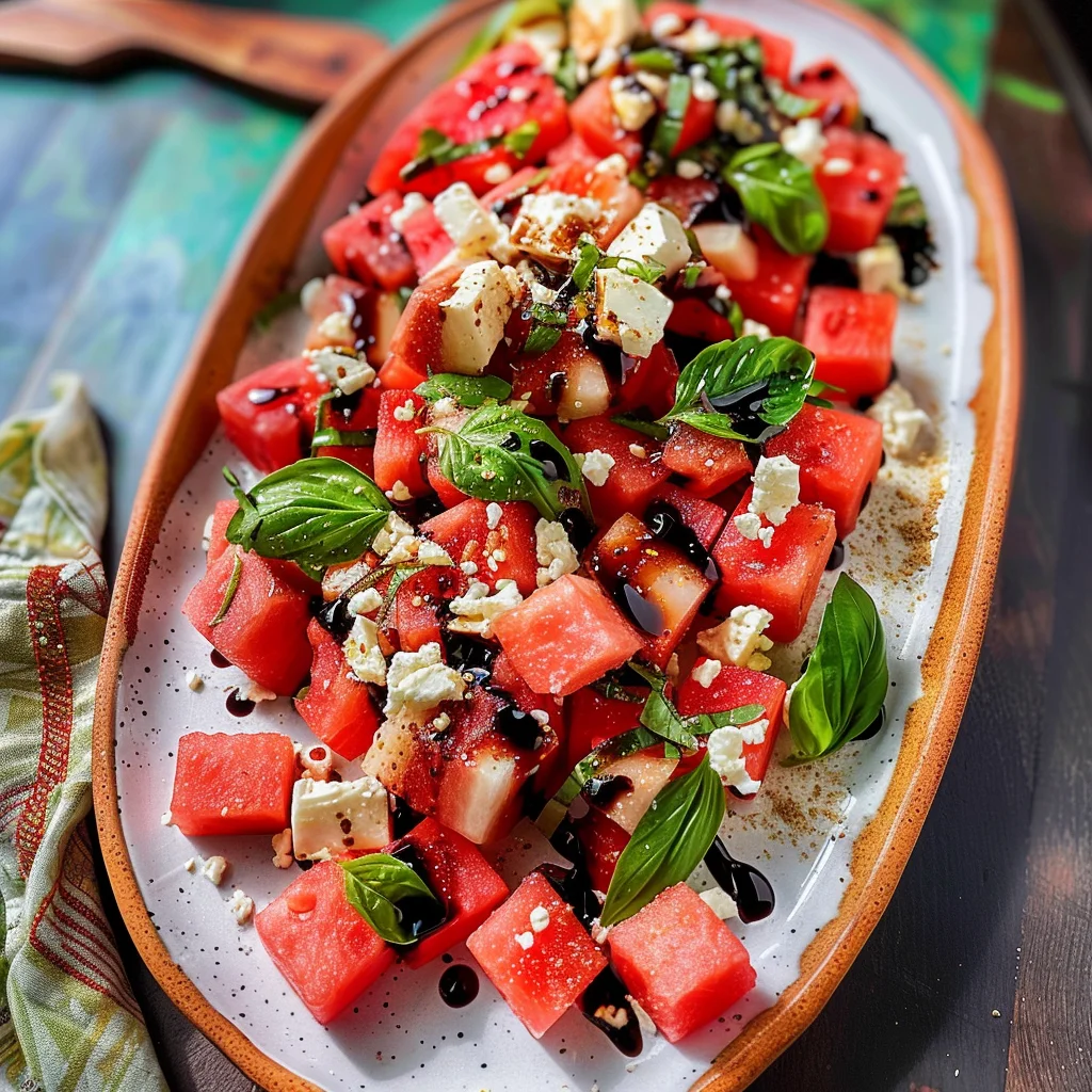 Watermelon Basil Feta Salad
