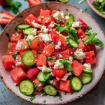 Watermelon Cucumber Salad with Strawberries and Feta