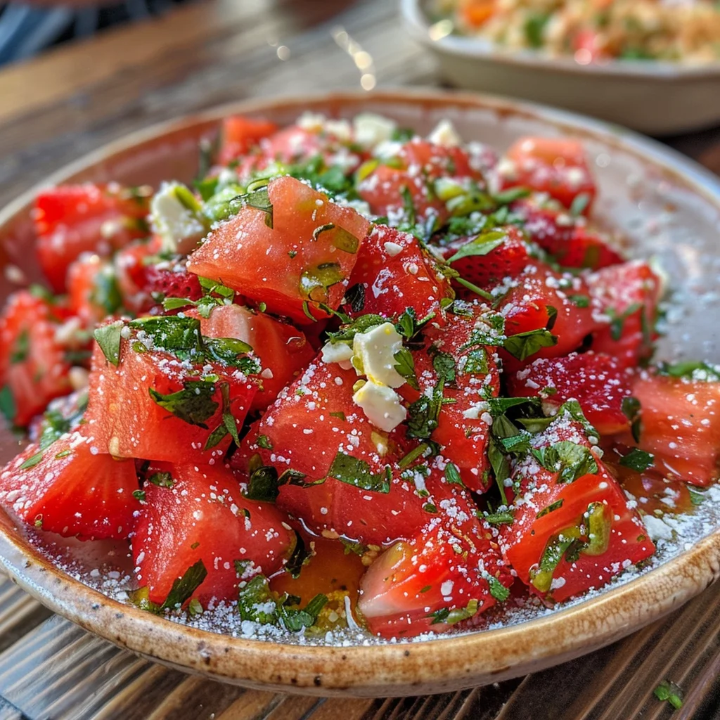 Watermelon Salad With Strawberries & Honey Lime Dressing image 2