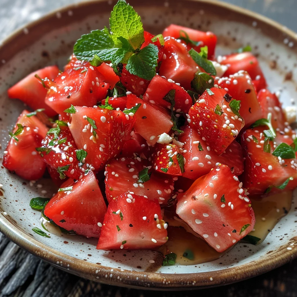 Watermelon Salad With Strawberries & Honey Lime Dressing image 3