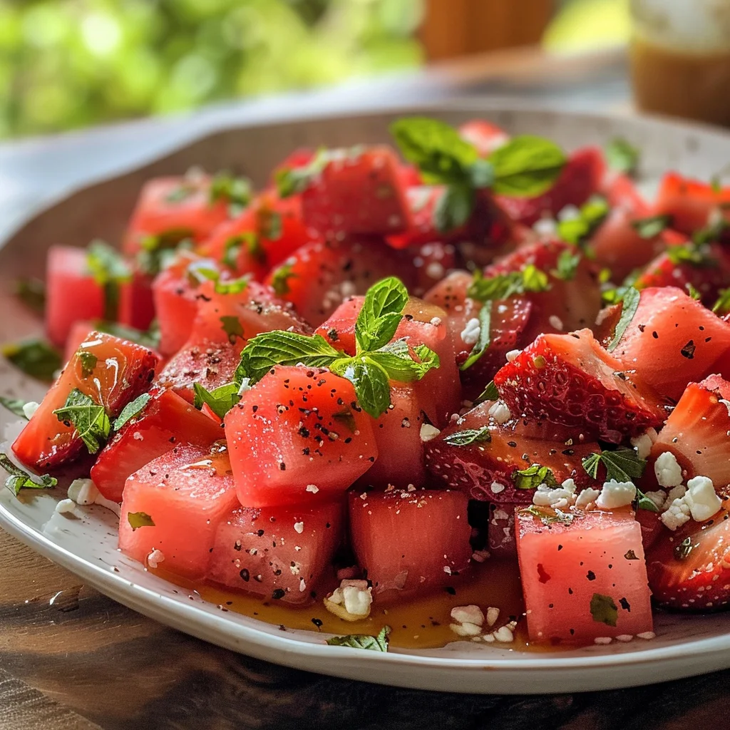 Watermelon Salad With Strawberries & Honey Lime Dressing image 4