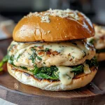 White Cheddar and Spinach Chicken Burgers