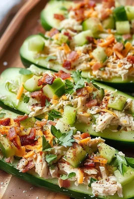 Bacon Ranch Chicken Salad Cucumber Boats