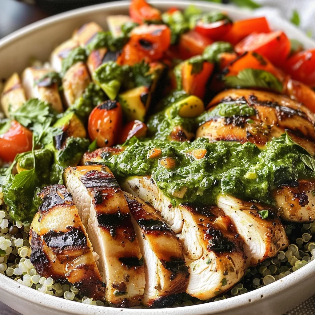 Chimichurri Grilled Chicken Bowl with Garlic Sauce