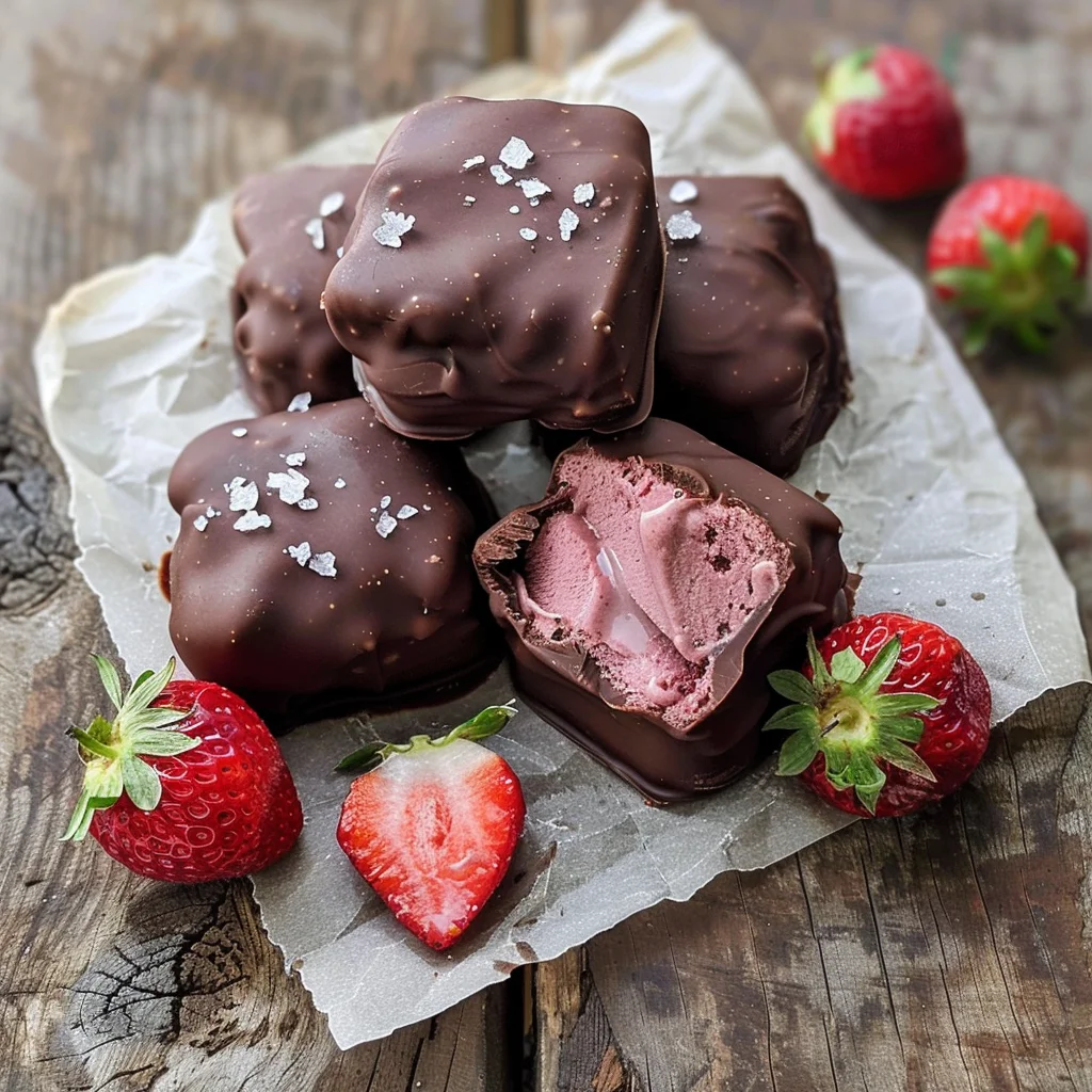 Chocolate Strawberry Frozen Yogurt Bites