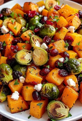 Cranberry-Glazed Roasted Butternut Squash, Brussels Sprouts, and Sweet Potato Salad