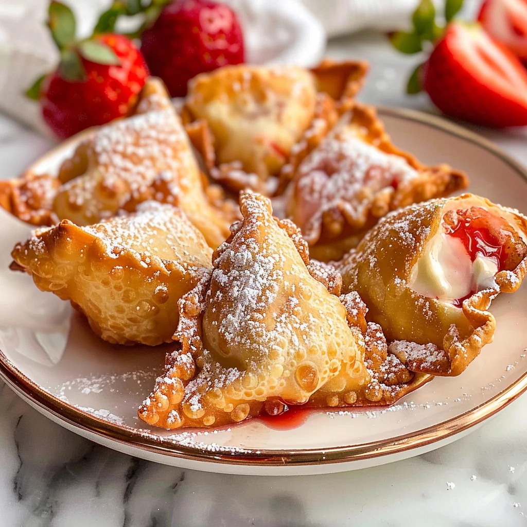 Deep-Fried Strawberry Cheesecake Stuffed Wonton Bites: Irresistibly Crispy!