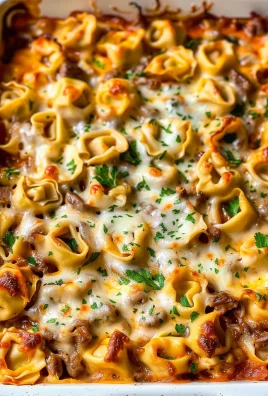 Golden Cheese Steak Tortellini Casserole
