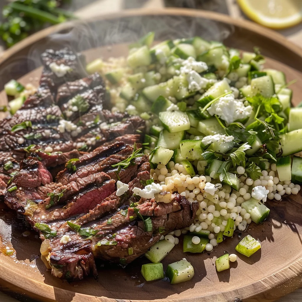 Grilled Skirt Steak with Lemon Herb Couscous Salad