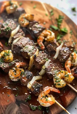 Grilled Steak and Shrimp Skewers with Garlic Butter