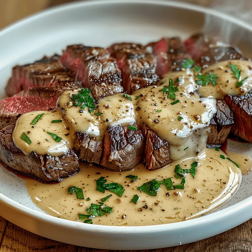 Juicy Steak with Creamy Garlic Sauce