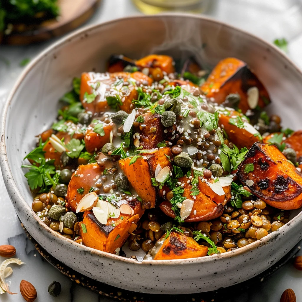 Roasted Sweet Potato Salad with Lentils