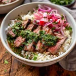 Skirt Steak Rice Bowls with Chimichurri Sauce