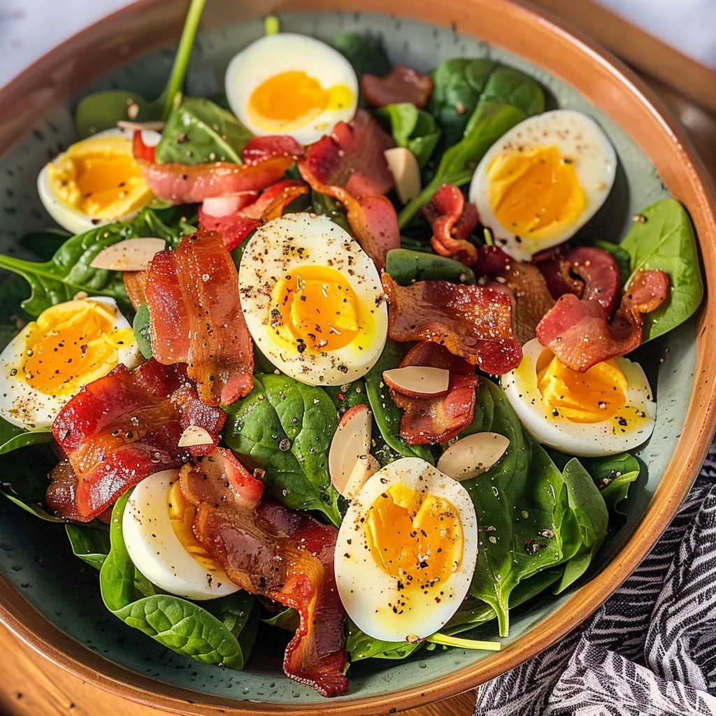 Spinach Salad with Bacon and Eggs