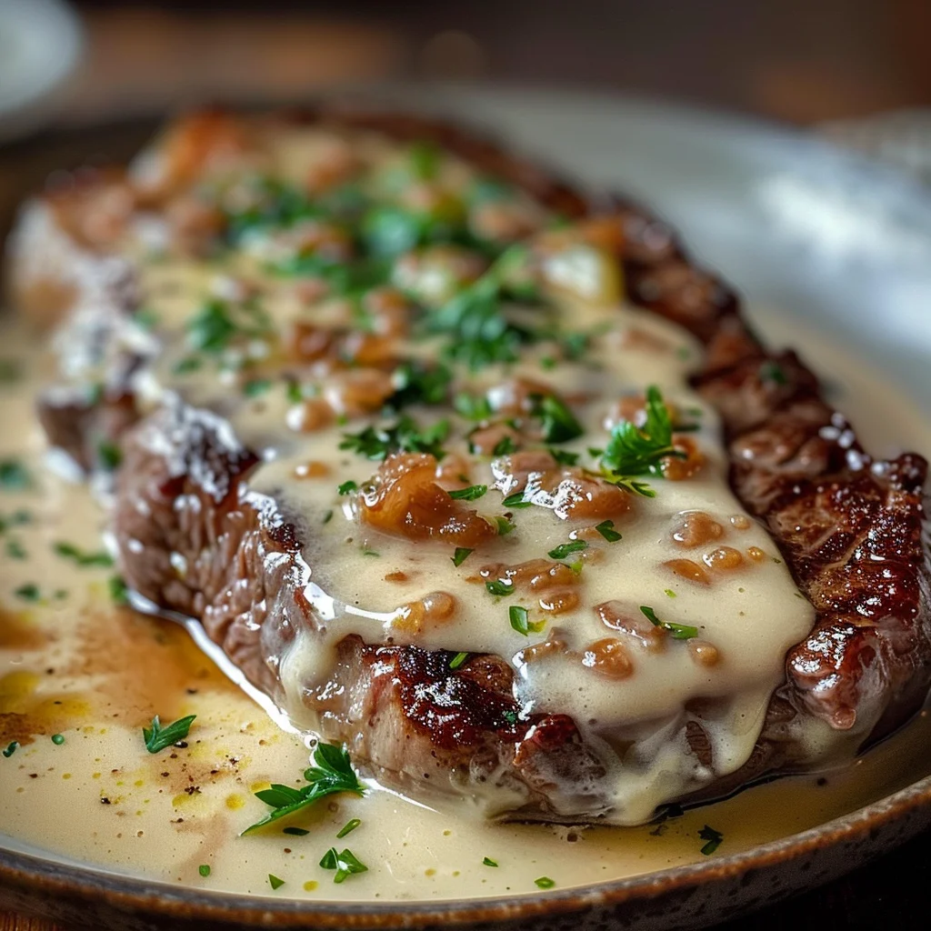 Steak With Haunted Bourbon Garlic Cream Sauce image 3
