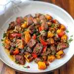 Whole30 Steak Bites with Sweet Potatoes and Peppers