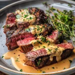 French Seared Steak with Cognac Cream Sauce