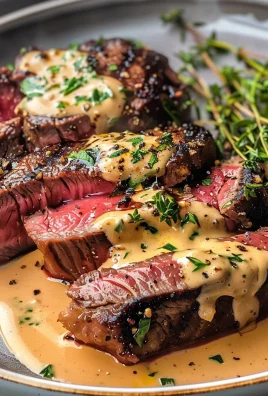 French Seared Steak with Cognac Cream Sauce
