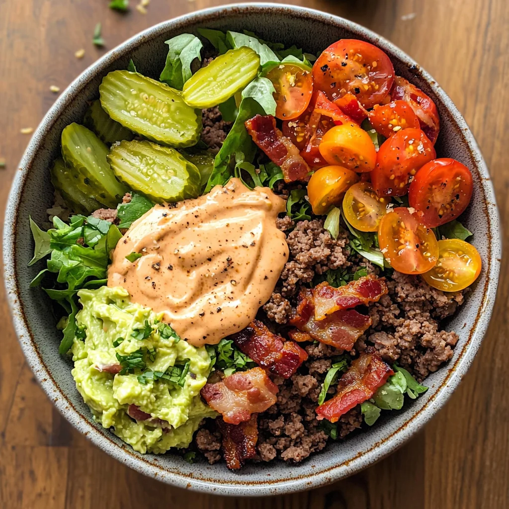Fully Loaded Burger Bowl with "Special Sauce"