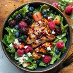 Grilled Berry Feta Chicken Salad with a Sweet Chipotle Dressing