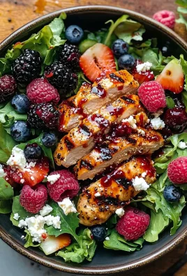 Grilled Berry Feta Chicken Salad with a Sweet Chipotle Dressing