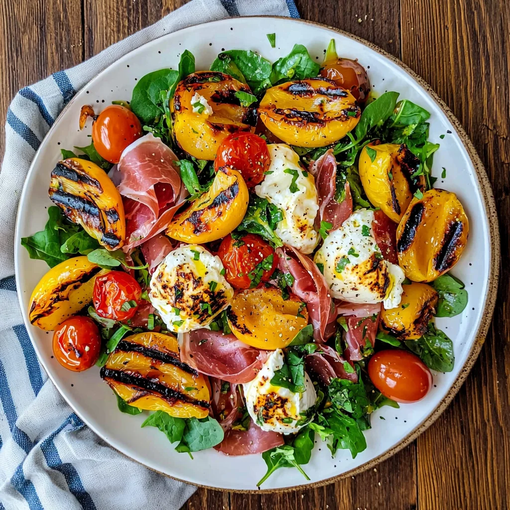 Grilled Nectarine Burrata Prosciutto Salad