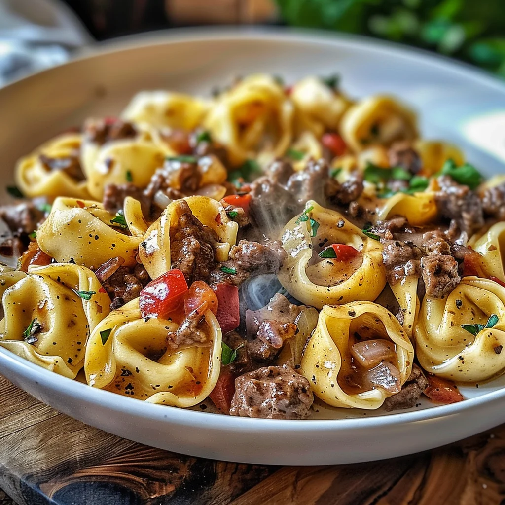 Philly Cheesesteak Tortellini Pasta