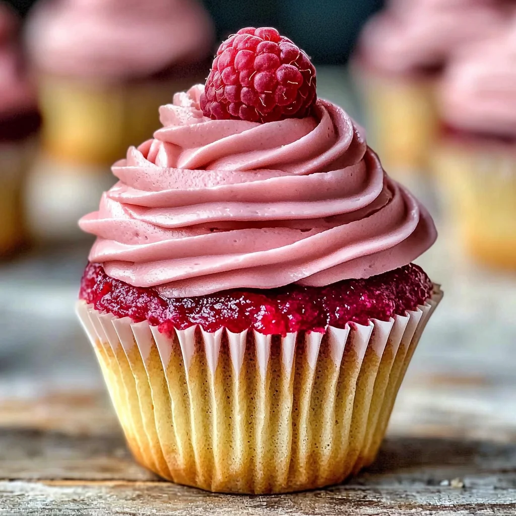 Raspberry Cupcakes with Raspberry Filling and Russian Buttercream