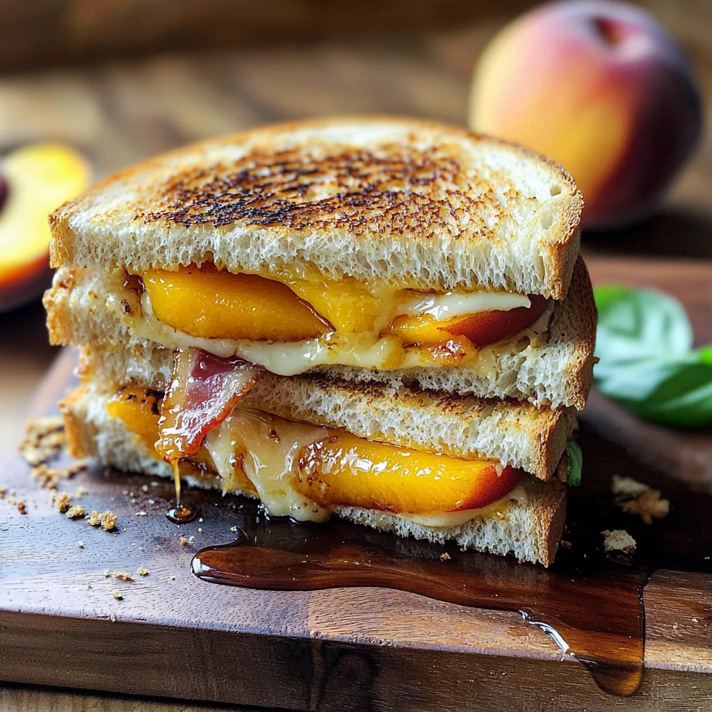 Honey Peach White Cheddar Grilled Cheese Sandwich