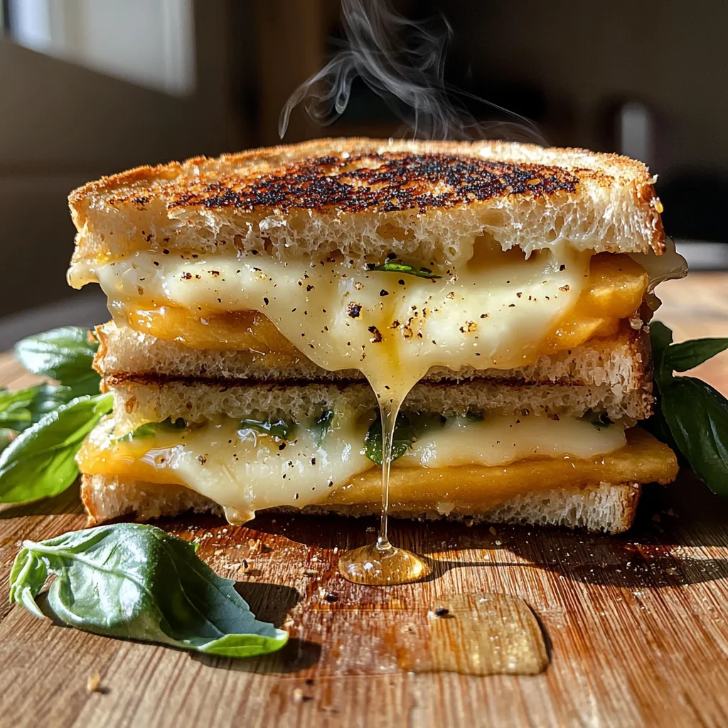 Honey Peach & White Cheddar Grilled Cheese