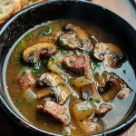 Steak and Ale Soup with Mushrooms