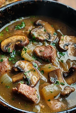 Steak and Ale Soup with Mushrooms